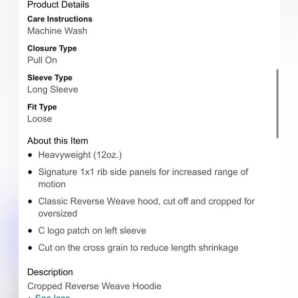 NWT Champion Reverse Weave Cropped Cutoff Hoodie Pink (part of set )Size 2XL - Picture 6 of 7